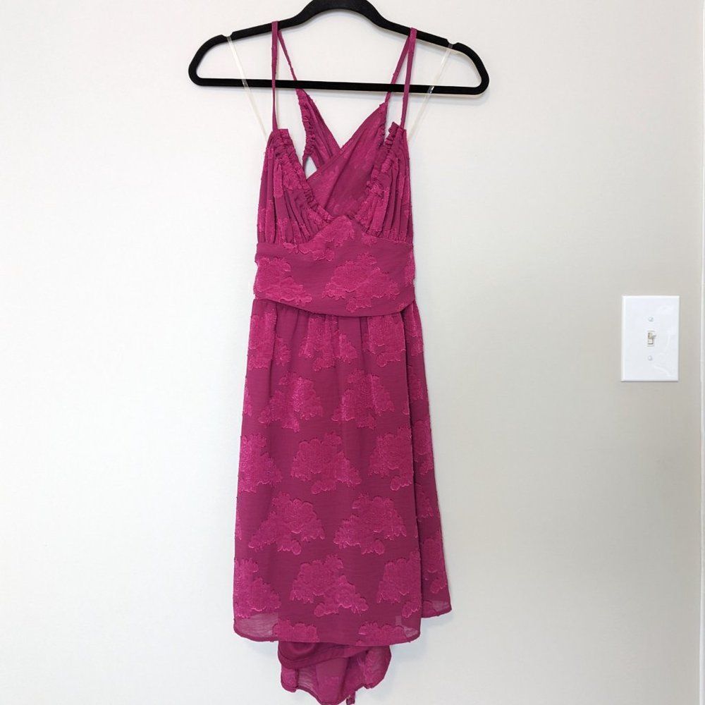 Wild Fable Magenta Pink Floral Applique Strappy Mini Dress